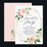 Convites Frame Dourado geométrico Rosa Florais Doce 16 Part<br><div class="desc">Cor de Água Rosa Rosa Cor de Mola Dourada Geométrica Floresta Doce 16 Convites de festas. 16 convites doces personalizáveis que incluem buquês românticos de cor d'água, cor-de-rosa e flores brancas, com armações geométricas de folha verde e dourada falsa. Este doce e floral convite é perfeito para chás de panela...</div>