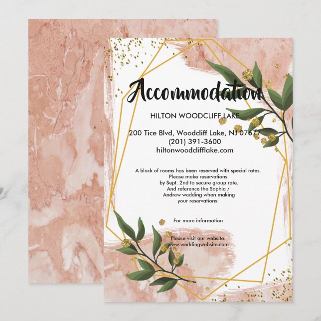 Convites Frame Dourado moderno - Árvore de marfim de acomod (Frente/Verso)