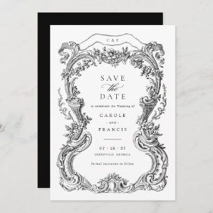 Convites Frame Floral de Toile de Vintage Elegante Salve a