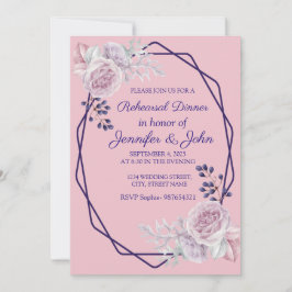 Convites Frame Geométrico Púrpura de Peões Rosa