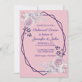 Convites Frame Geométrico Púrpura de Peões Rosa