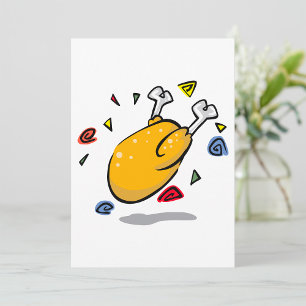 Convites Frango Assado de Desenho Animado Caindo Engraçado