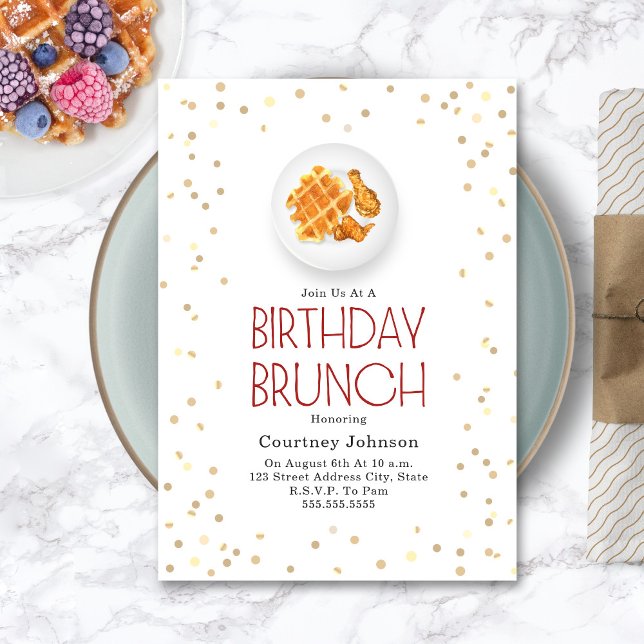 Convites Frango e Waffle Birthday Brunch (Criador carregado)