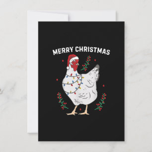 Convites Frango Feliz Natal Engraçado Santa Hat Chicken Li
