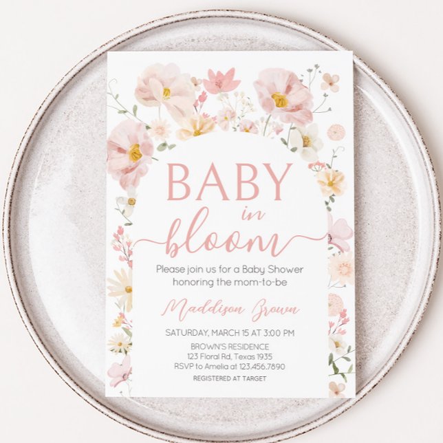 Convites Frangos de flor selvagem em Chá de fraldas (Wildflower Baby in Bloom Baby Shower Invitation
)