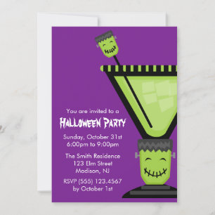Convites Frankenstein Martini Glass Halloween