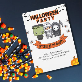 Convites Frankenstein Mummy Grim Reaper Cute Halloween