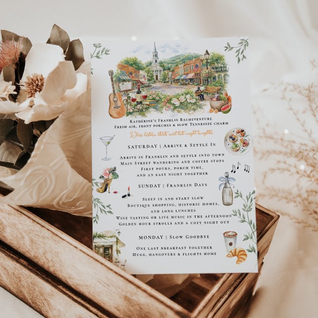 Convites Franklin Tennessee Bachelorette Weekend Itinerary (Criador carregado)