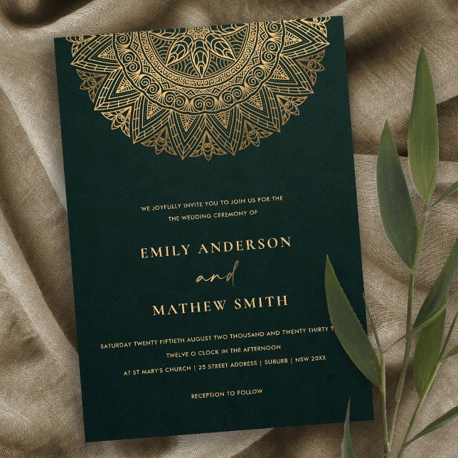 CONVITES FRASCO DE ORNAMENTADO CLÁSSICO DOURADO E VERDE MOR (Criador carregado)