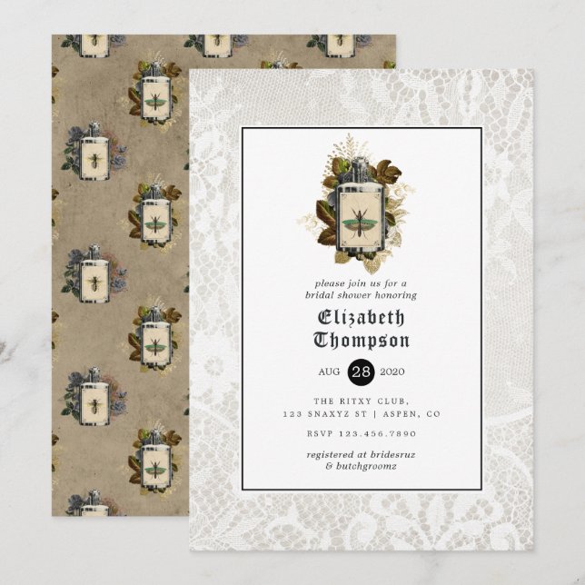 Convites Frasco de Poção e Chá de panela Gótico de Raça (Frente/Verso)