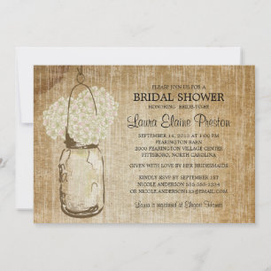 Convites Frasco e Hydrangeas rústicos de pedreiro