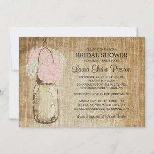 Convites Frasco e Hydrangeas rústicos de pedreiro