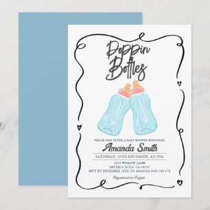 Convites Frascos Popppin desenhados Manuscritos Chá de fral