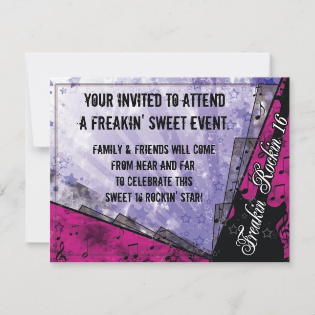Convites Freakin Rockin 16º Aniversário (Frente)