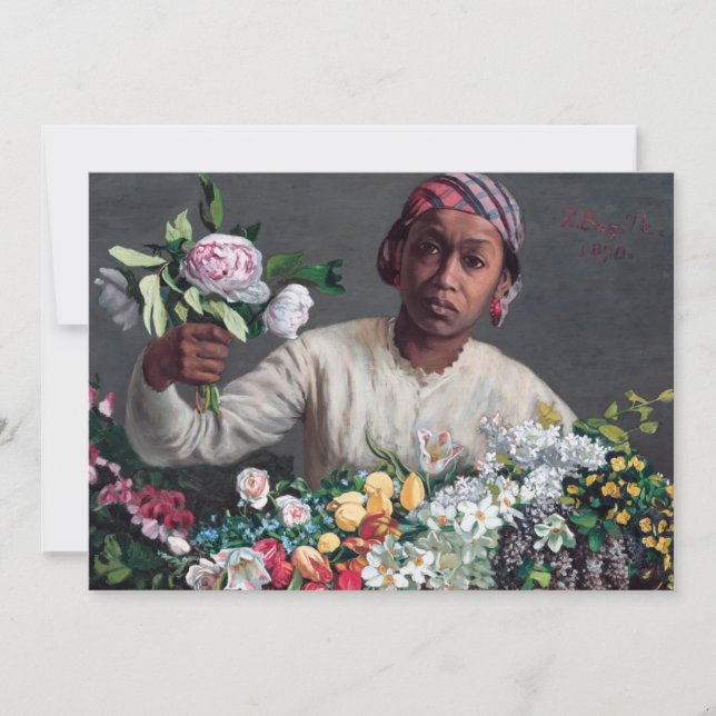 Convites Frederic Bazille - Jovem Mulher com Peonias (Frente)