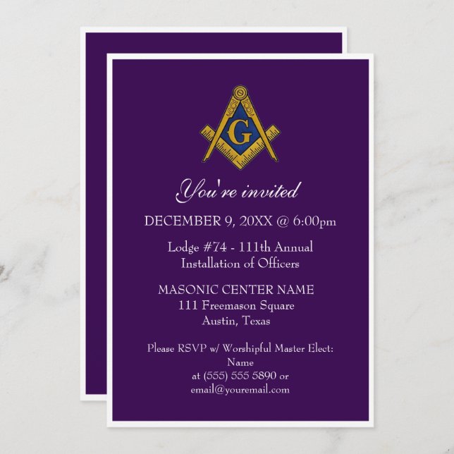 Convites Freemason Masonry Black Masonic Puro (Frente/Verso)