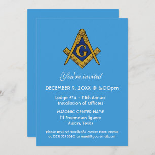 Convites Freemason Masonry Blue Square e Compass