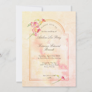 Convites Freesia Sunset Peach Watercolor