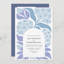 Convites French Blue Abstract Floral Modern Spring Wedding