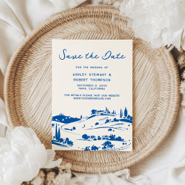 Convites French Blue Pastoral Countryside Save the Date
