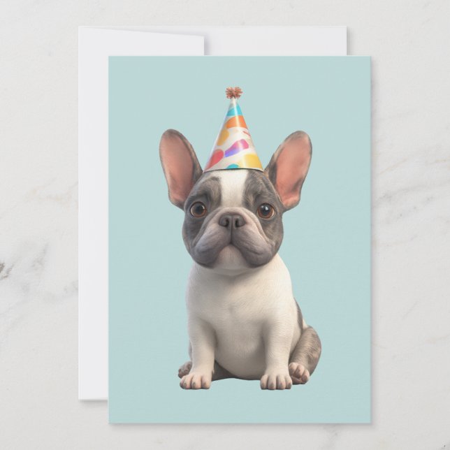 Convites French Bulldog Birthday Party (Frente)