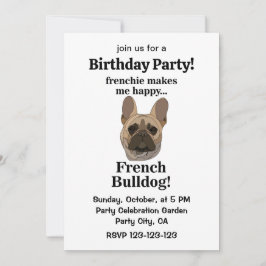 Convites French Bulldog Face Birthday Party