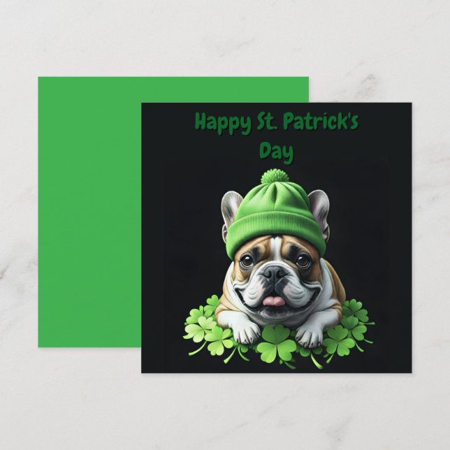 Convites French Bulldog St. Patrick's Day Kleeblatt Glück (Frente/Verso)