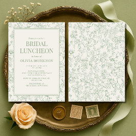 Convites French Floral Bridal Luncheon Sage Green Ivory