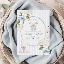 Convites French Nursery Baby Shower Coquette Baby in Blue