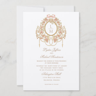 Convites French Rococo Rose Monogram Wedding