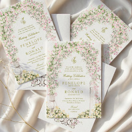 Convites french romantic garden arch monogram royal wedding