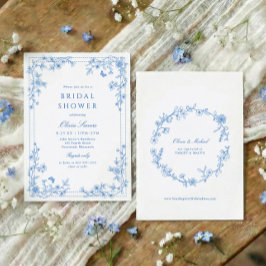 Convites French Toile Chinoise Blue and White Bridal Shower