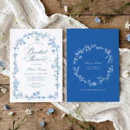 Convites French Wildflower Toile Blue Bridal Shower