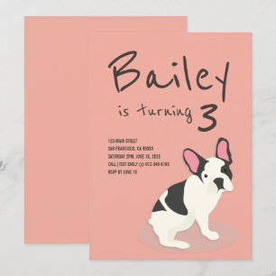 Convites Frenchie Bulldog Puppy Dog Aniversário