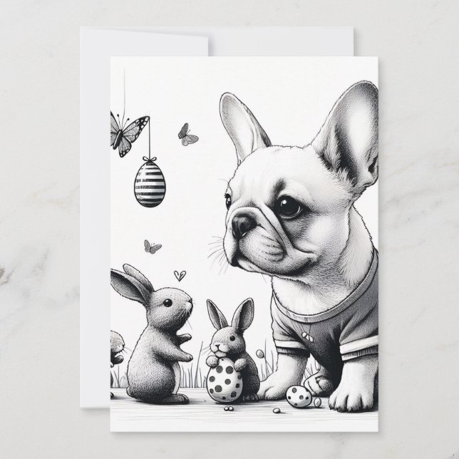 Convites Frenchie e bunnies (Frente)