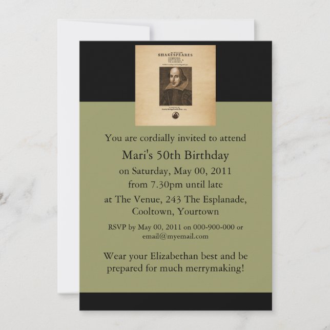 Convites Frente à primeira pasta de Shakespeare (Frente)