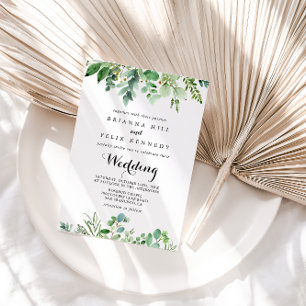 Convites Frente Botânica Eucalipto Verde e Casamento Trase
