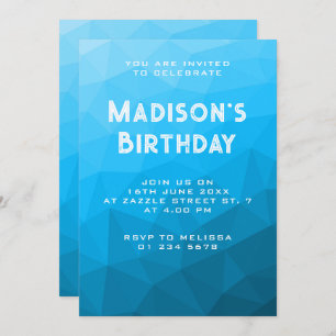 Convites Frente de triângulo geométrico com gradiente ciano