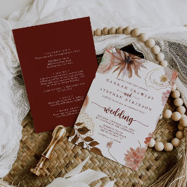 Convites Frente Floral Colorida e Dourada Russa Casamento