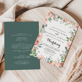 Convites Frente Floral de Verão e Casamento Traseiro