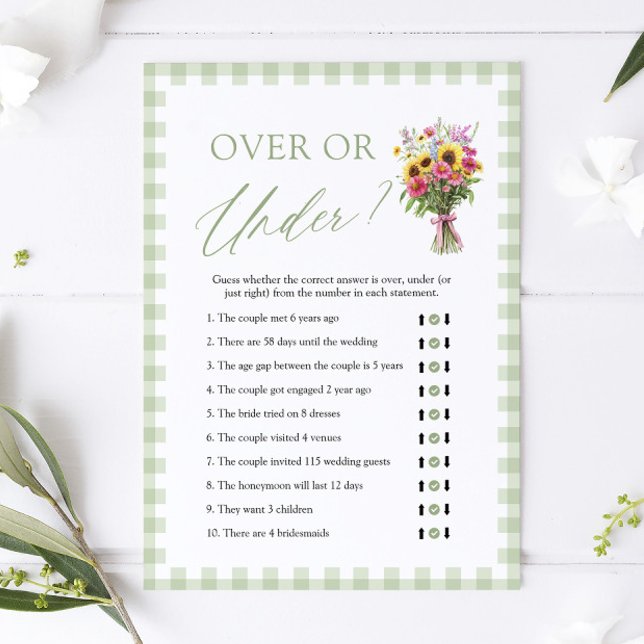 Convites Fresca do Mercado Acima ou Abaixo Chá de Noiva  (Fresh Off The Market Over Or Under Bridal Shower Game)