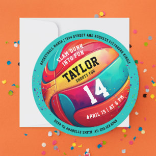 Convites Fresco Basquete Esportivo Colorido de Arremesso de