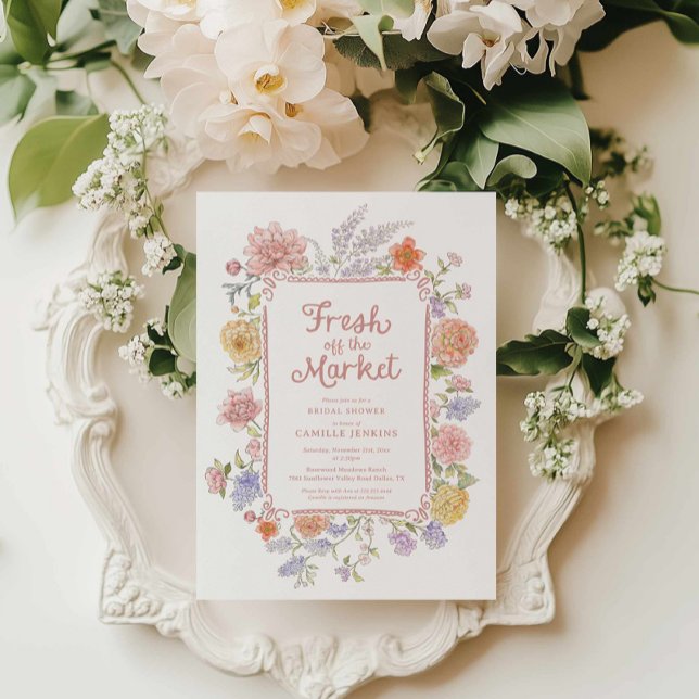 Convites Fresco do Chá de panela Floral de Mercado (Fresh off the Market Garden Bridal Shower Invitation)