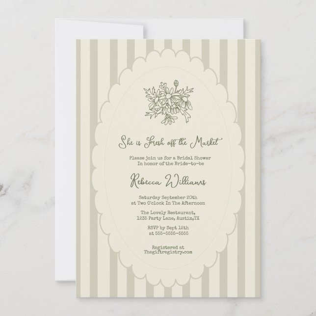 Convites Fresco do Chá de panela Verde da Sage do Mercado (Frente)