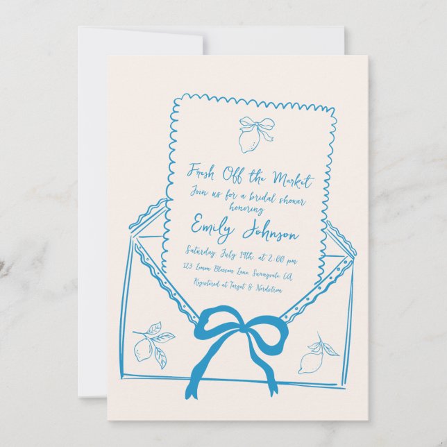 Convites Fresco do mercado Chá de panela de limão (Frente)