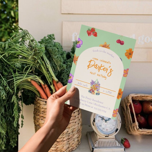 Convites Fresco para o primeiro tema de aniversário do merc (Celebrate your little one’s first birthday with a fresh and vibrant theme!)