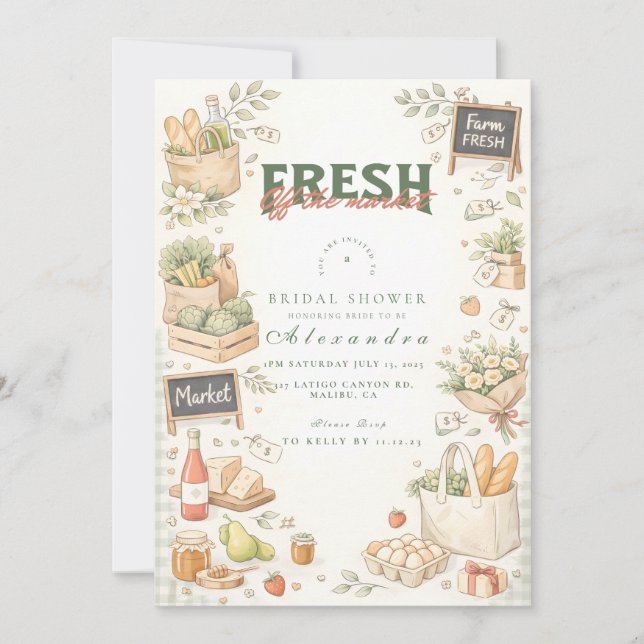 Convites Fresh Market Garden Bridal Shower (Frente)
