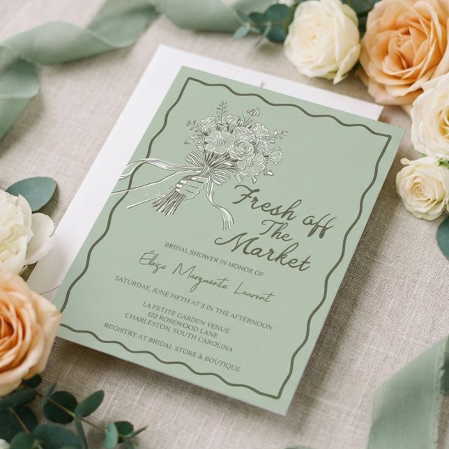 Convites Fresh Off The Market Bouquet Floral Bridal Shower (Fresh Off The Market Bouquet Floral Bridal Shower Invitation)