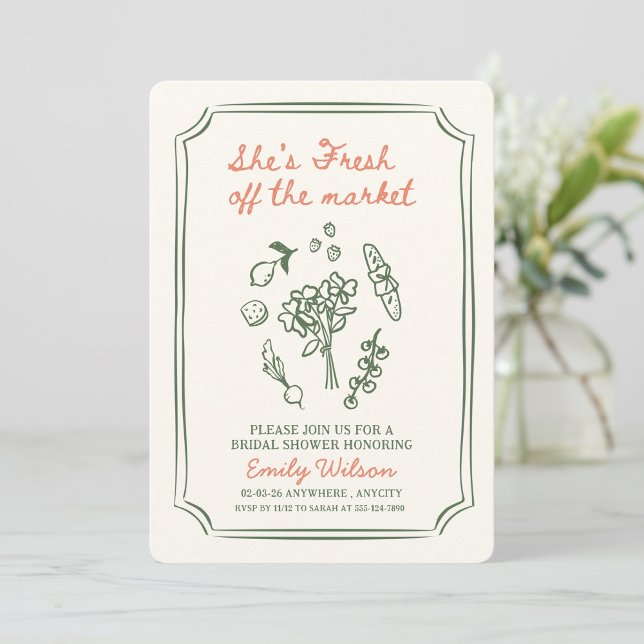 Convites Fresh Off the Market Bridal Shower Invitation (Criador carregado)