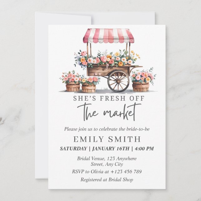 Convites Fresh Off The Market Bridal Shower Invitation Temp (Frente)